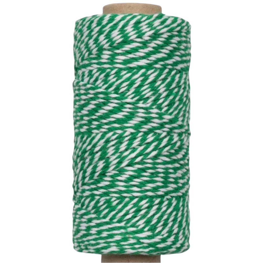 Green and white cotton bakers twine 328 feet